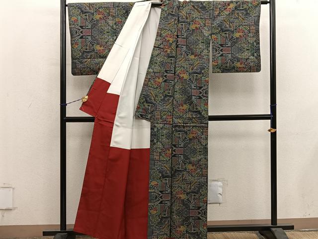 平和屋着物■本場大島紬 7マルキ 亀甲花文 正絹 逸品 BAAY1151mz