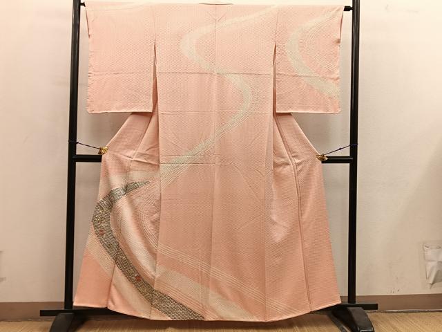 平和屋着物■訪問着 駒刺繍 絞り 流水菊花文 正絹 逸品 BAAY1156mz