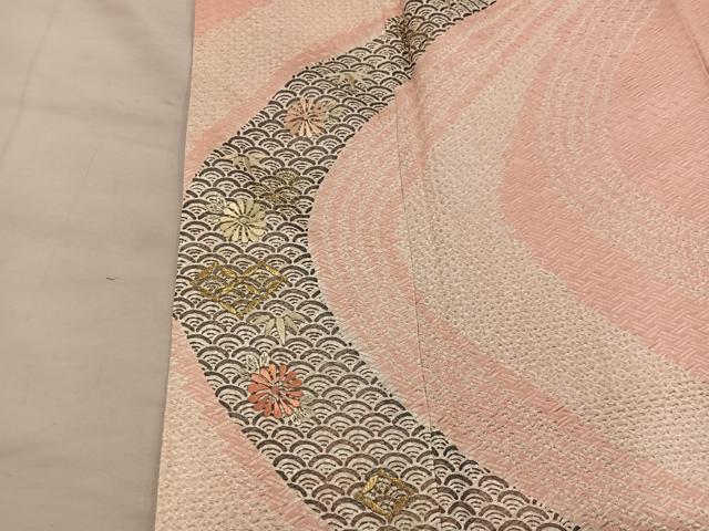 平和屋着物■訪問着 駒刺繍 絞り 流水菊花文 正絹 逸品 BAAY1156mz