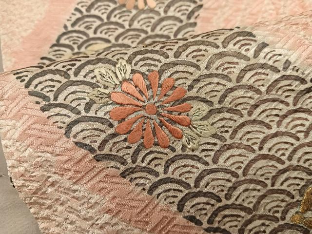 平和屋着物■訪問着 駒刺繍 絞り 流水菊花文 正絹 逸品 BAAY1156mz