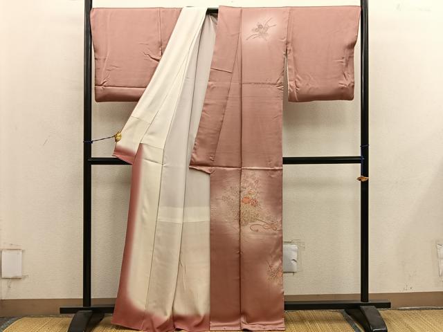 平和屋着物■訪問着 総刺繍 スワトウ刺繍 花車文 暈し染め 正絹 逸品 BAAY1159mz