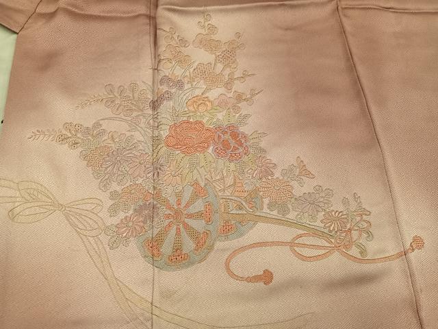 平和屋着物■訪問着 総刺繍 スワトウ刺繍 花車文 暈し染め 正絹 逸品 BAAY1159mz