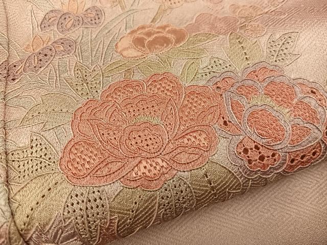 平和屋着物■訪問着 総刺繍 スワトウ刺繍 花車文 暈し染め 正絹 逸品 BAAY1159mz