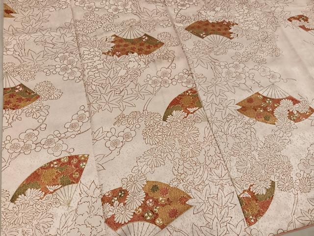 平和屋着物■上質な小紋 扇面菊花文 金彩 正絹 逸品 BAAY1161mz