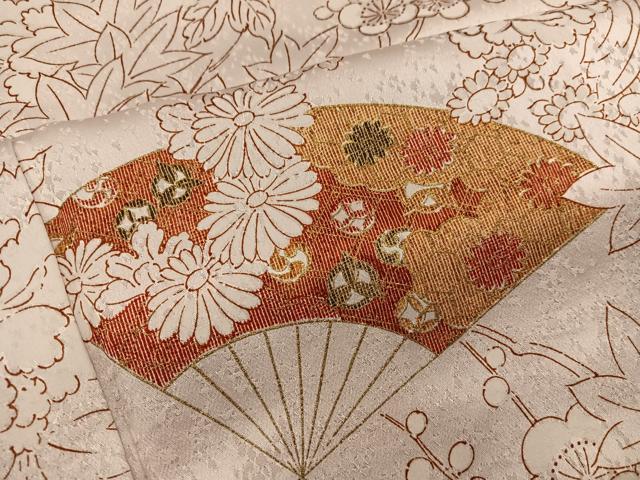 平和屋着物■上質な小紋 扇面菊花文 金彩 正絹 逸品 BAAY1161mz