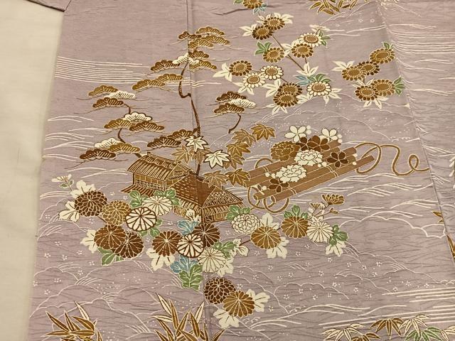 平和屋着物■訪問着 風景牡丹花文 金彩 正絹 逸品 BAAY1162mz