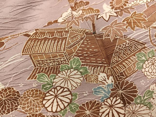 平和屋着物■訪問着 風景牡丹花文 金彩 正絹 逸品 BAAY1162mz