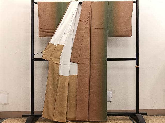 平和屋着物■上質な小紋 墨流し地紋 暈し染め 正絹 逸品 BAAY1167mz