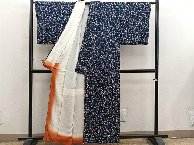 平和屋着物■上質な小紋 草花文 正絹 逸品 BAAY1171mz