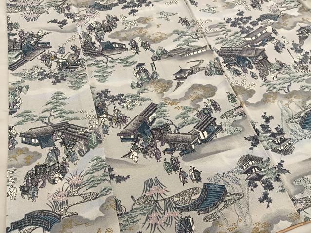 平和屋着物■上質な小紋 人物風景文 金彩 鬼しぼ縮緬 正絹 逸品 BAAY1173mz