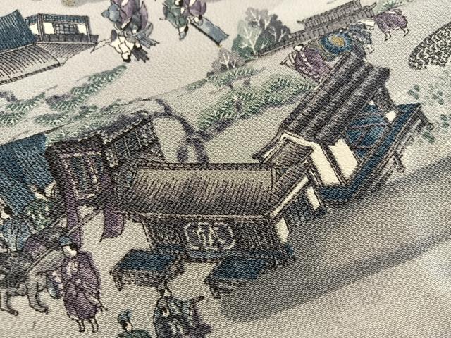 平和屋着物■上質な小紋 人物風景文 金彩 鬼しぼ縮緬 正絹 逸品 BAAY1173mz