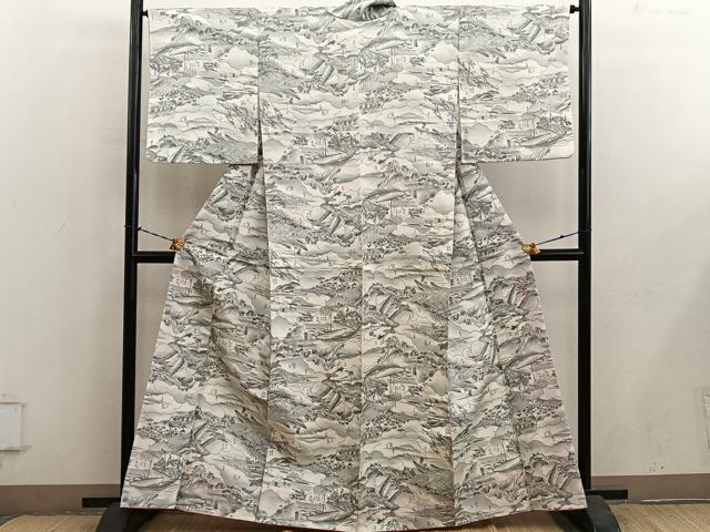 平和屋着物■本場染大島紬 東海道五十三次 正絹 逸品 BAAY1178mz