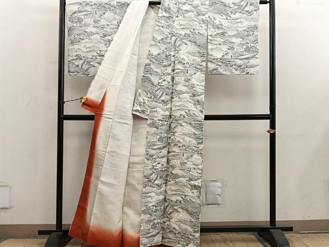 平和屋着物■本場染大島紬 東海道五十三次 正絹 逸品 BAAY1178mz