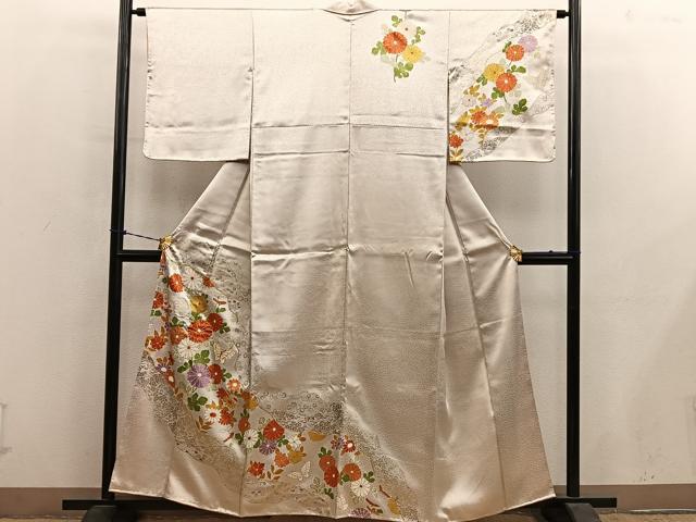 平和屋着物■訪問着 駒刺繍 舞蝶花文 金彩 正絹 逸品 BAAY1199mz