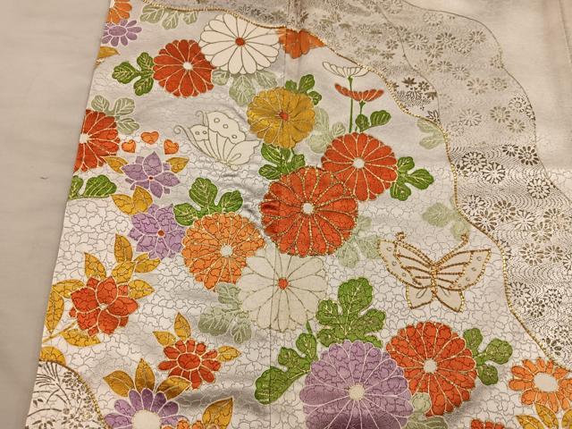 平和屋着物■訪問着 駒刺繍 舞蝶花文 金彩 正絹 逸品 BAAY1199mz