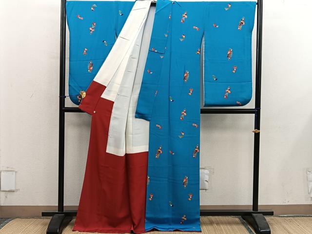 平和屋着物●小振袖 型染め 玩具文 鬼しぼ縮緬 正絹 逸品 BAAY1200mz