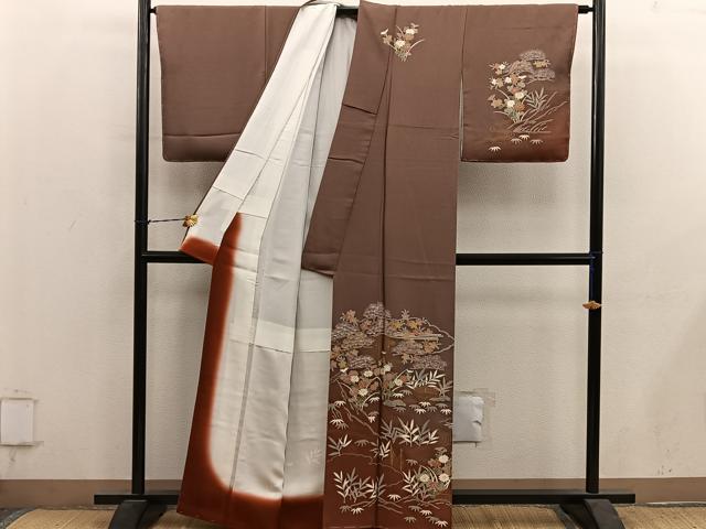 平和屋着物●訪問着 風景花文 暈し染め 金彩 正絹 逸品 BAAY1202mz