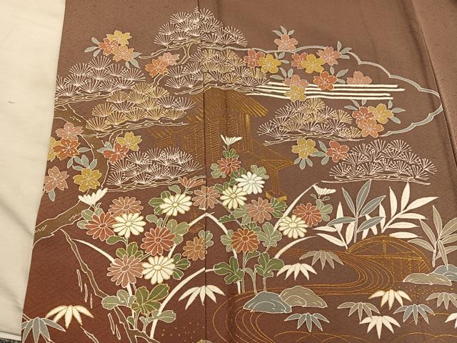 平和屋着物●訪問着 風景花文 暈し染め 金彩 正絹 逸品 BAAY1202mz