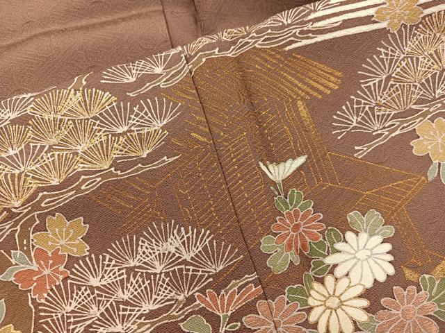 平和屋着物●訪問着 風景花文 暈し染め 金彩 正絹 逸品 BAAY1202mz
