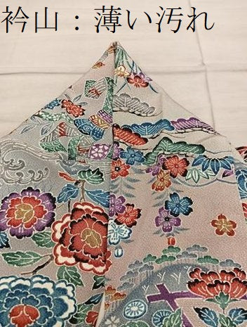 平和屋着物■上質な小紋 型染め 花鳥文 暈し染め 鬼しぼ縮緬 正絹 逸品 BAAY1203mz