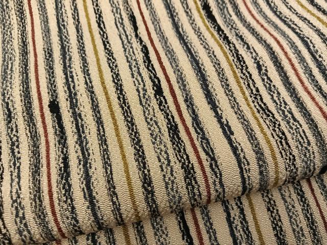 平和屋着物●上質な小紋 縞 鬼しぼ縮緬 正絹 逸品 BAAY1207mz