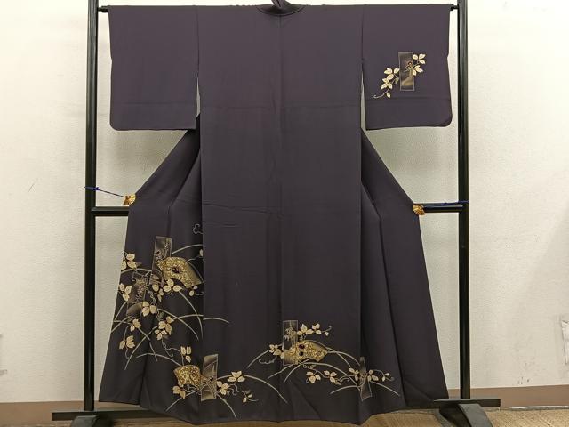 平和屋着物●訪問着 刺繍 短冊地紙飛鶴花文 暈し染め 金彩 正絹 逸品 BAAY1209mz