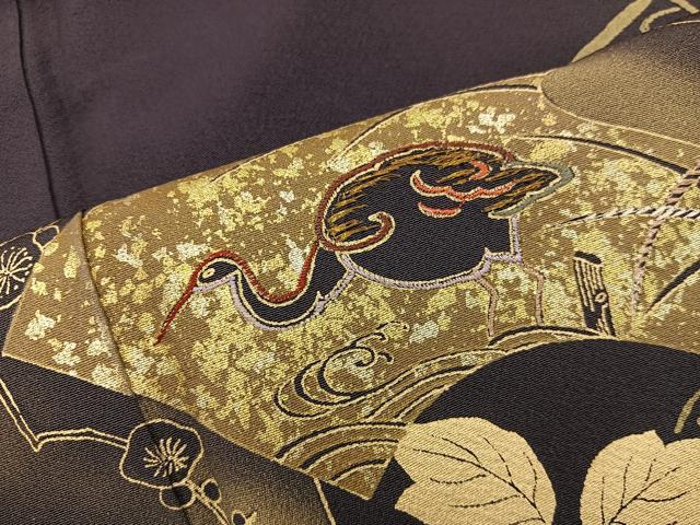 平和屋着物●訪問着 刺繍 短冊地紙飛鶴花文 暈し染め 金彩 正絹 逸品 BAAY1209mz