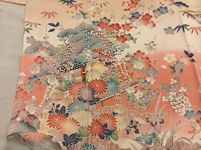 平和屋着物■豪華振袖 風景花文 暈し染め 金彩 正絹 逸品 BAAY1210mz