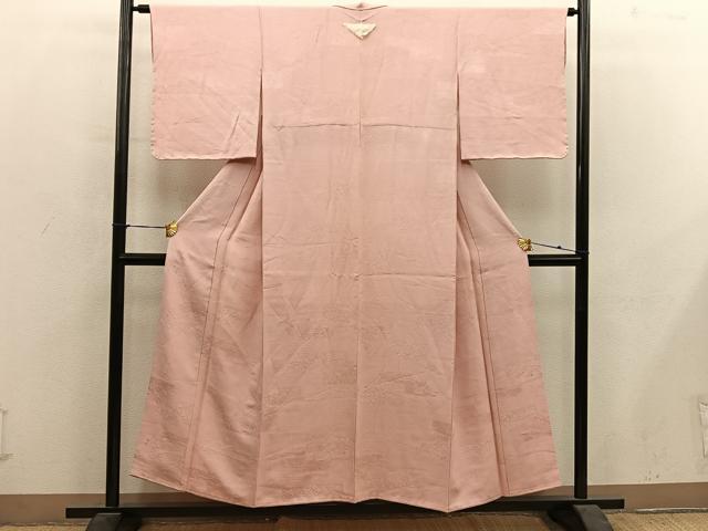 平和屋着物■上質な色無地 流水花地紋 宍色 正絹 逸品 BAAY1213mz
