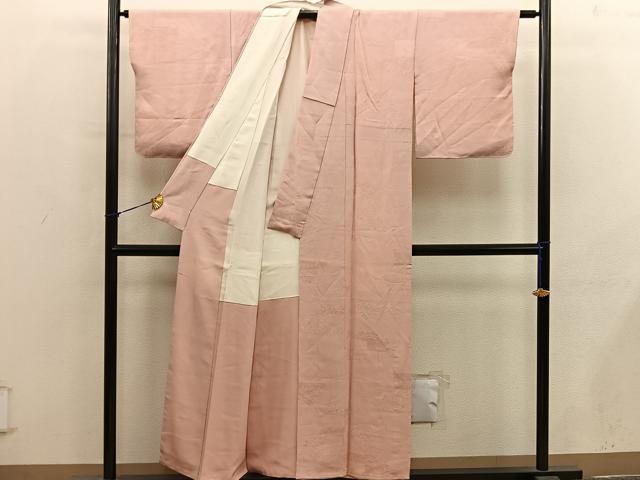 平和屋着物■上質な色無地 流水花地紋 宍色 正絹 逸品 BAAY1213mz