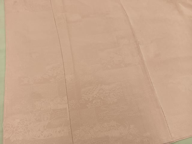 平和屋着物■上質な色無地 流水花地紋 宍色 正絹 逸品 BAAY1213mz