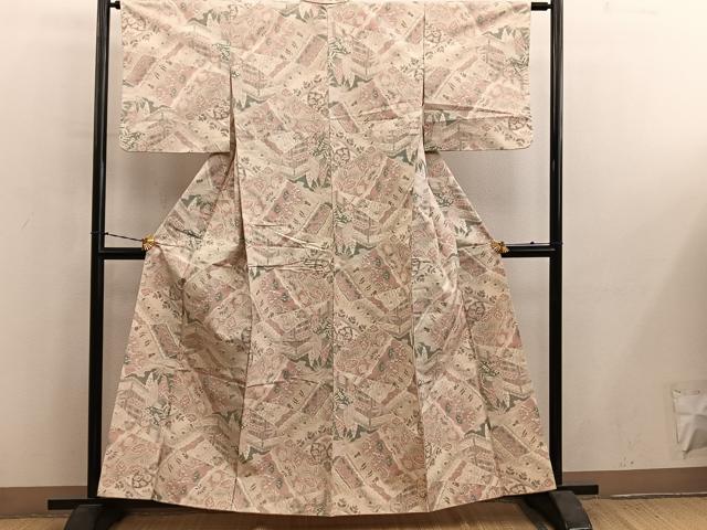 平和屋着物■上質な紬 風景草葉文 正絹 逸品 BAAY1218mz