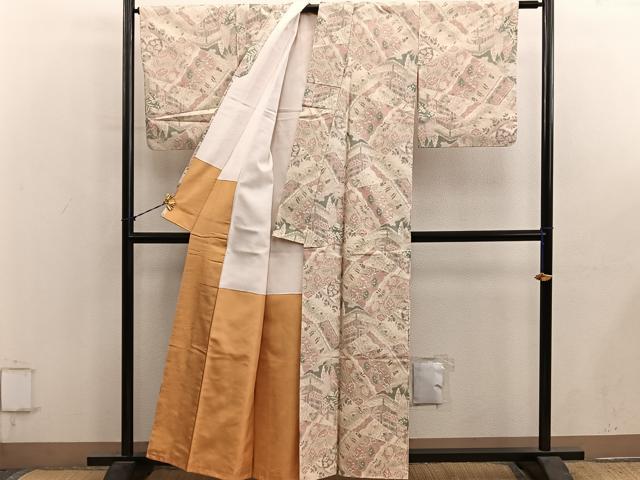 平和屋着物■上質な紬 風景草葉文 正絹 逸品 BAAY1218mz