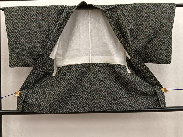 平和屋着物■上質な紬 アンサンブル 菱花文 正絹 逸品 BAAY1219mz