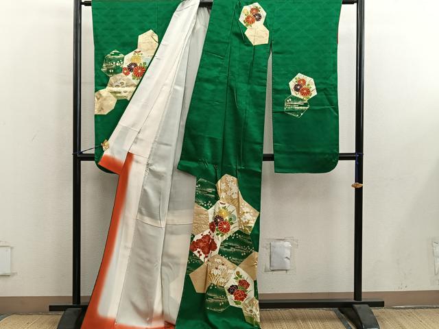 平和屋着物■豪華振袖 駒刺繍 菊花文 金彩 正絹 逸品 BAAY1220mz