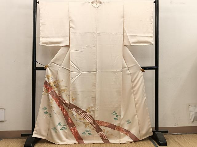 平和屋着物■色留訪問着 青海波枝梅文 正絹 逸品 BAAY1223mz