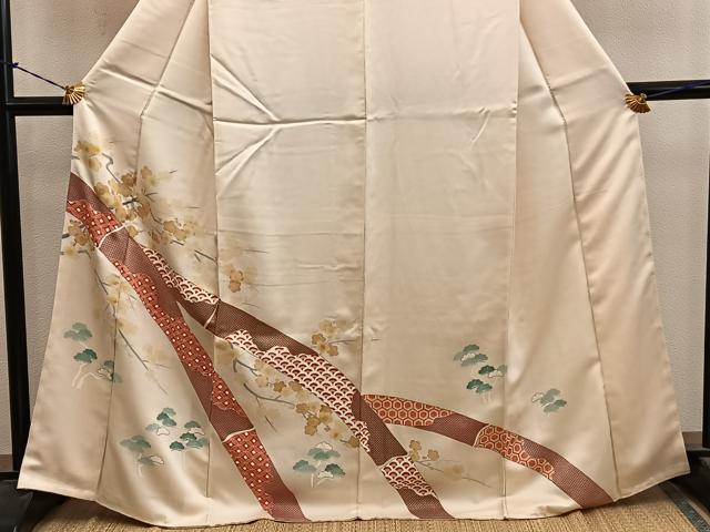 平和屋着物■色留訪問着 青海波枝梅文 正絹 逸品 BAAY1223mz