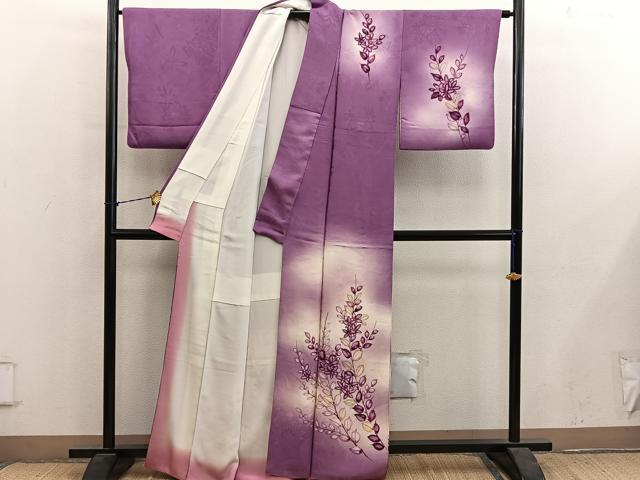 平和屋着物■訪問着 枝葉文 暈し染め 正絹 逸品 BAAY1224mz