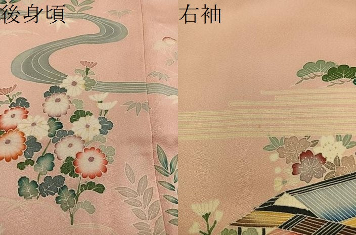 平和屋着物●訪問着 風景花文 暈し染め 金彩 正絹 逸品 BAAY1231mz
