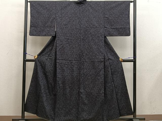平和屋着物●結城紬 80亀甲 唐草文 正絹 逸品 BAAY1233mz