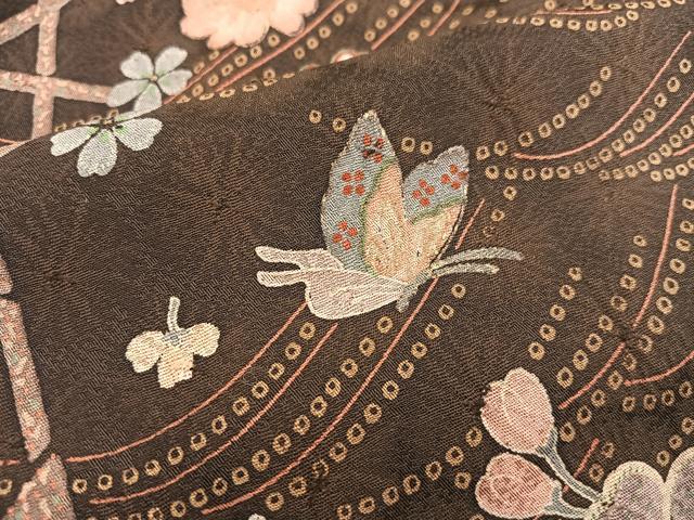 平和屋着物■上質な小紋 舞蝶花文 正絹 逸品 BAAY1237mz
