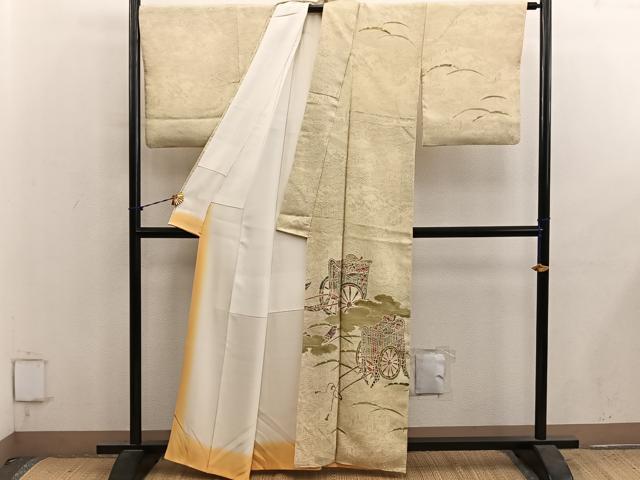 平和屋着物■訪問着 御所車花文 正絹 逸品 BAAY1238mz