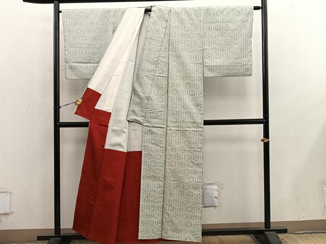 平和屋着物■上質な紬 亀甲文 正絹 逸品 BAAY1240mz