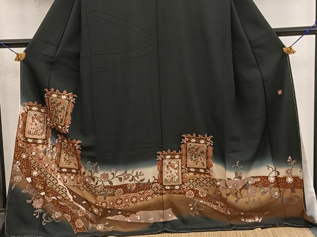 平和屋着物■豪華黒留袖 作家物 花鳥文 暈し染め 金彩 正絹 逸品 未使用 BAAY1243mz