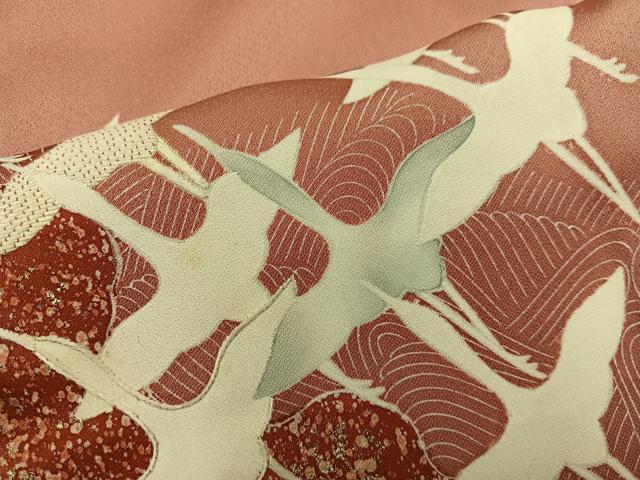 平和屋着物■豪華色留袖 刺繍 飛鶴文 金彩 正絹 逸品 BAAY1248mz