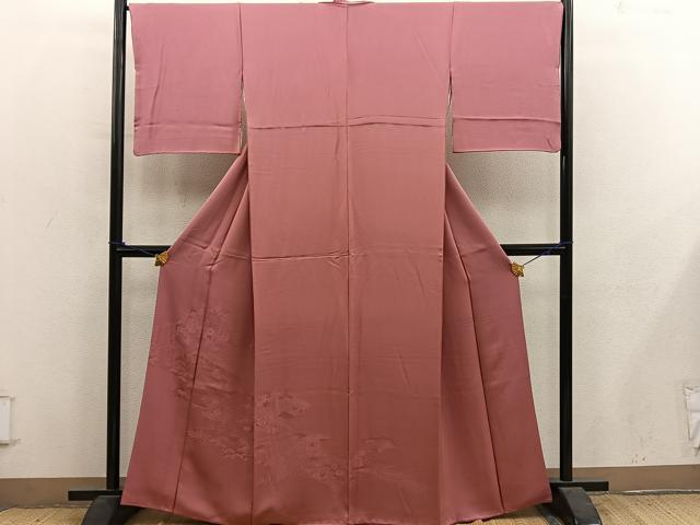 平和屋着物■色留訪問着 風景地紋 真赭色 正絹 逸品 BAAY1259mz