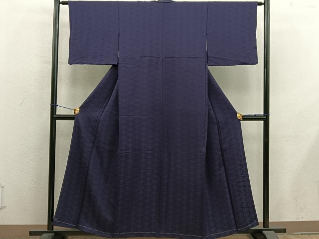 平和屋着物■上質な色無地 菱花地紋 黒紅色 正絹 逸品 BAAY1263mz