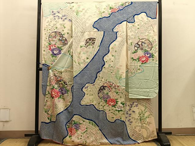 平和屋着物■豪華振袖 駒刺繍 絞り 鼓花文 正絹 逸品 BAAY1265mz