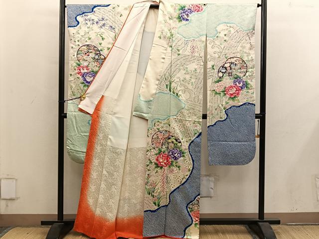 平和屋着物■豪華振袖 駒刺繍 絞り 鼓花文 正絹 逸品 BAAY1265mz