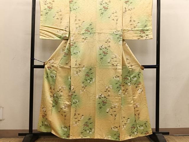 平和屋着物■上質な小紋 枝菊花文 暈し染め 正絹 逸品 BAAY1267mz